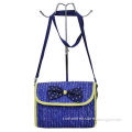 Elegant Straw Bag, Wholesale, Decorated by Fabric Butterfly Bow, Customized Designs are Accepted